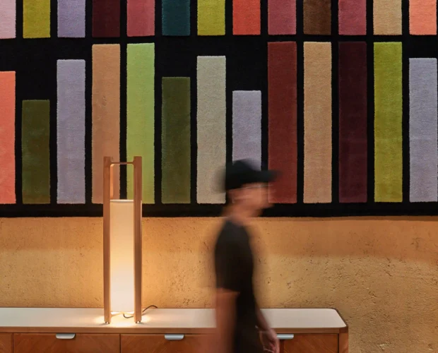 21 Carpenter hotel lobby with artwork entitled Readers and Writers Number 1, 2023 by Singaporean artist Heman Chong